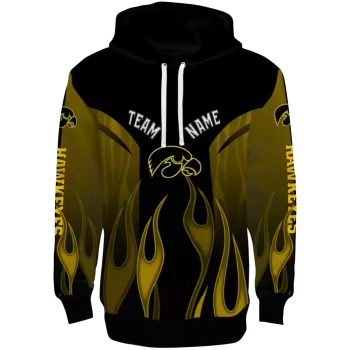 custom iowa hawkeyes flame design black hoodie best selling