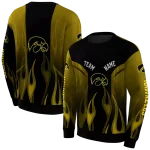 custom iowa hawkeyes flame design black hoodie best selling