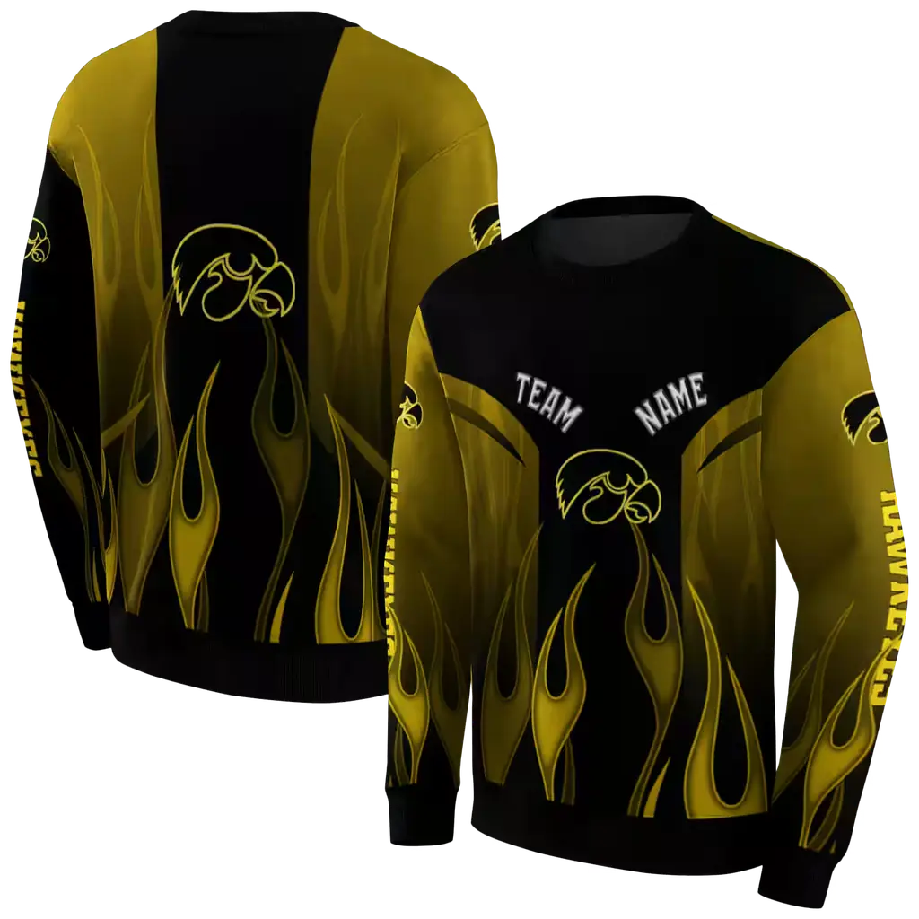 custom iowa hawkeyes flame design black hoodie premium grade custom iowa hawkeyes flame design black hoodie premium grade