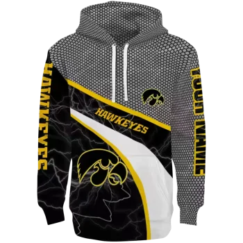 custom iowa hawkeyes hexagonal mesh black gray hoodie best selling