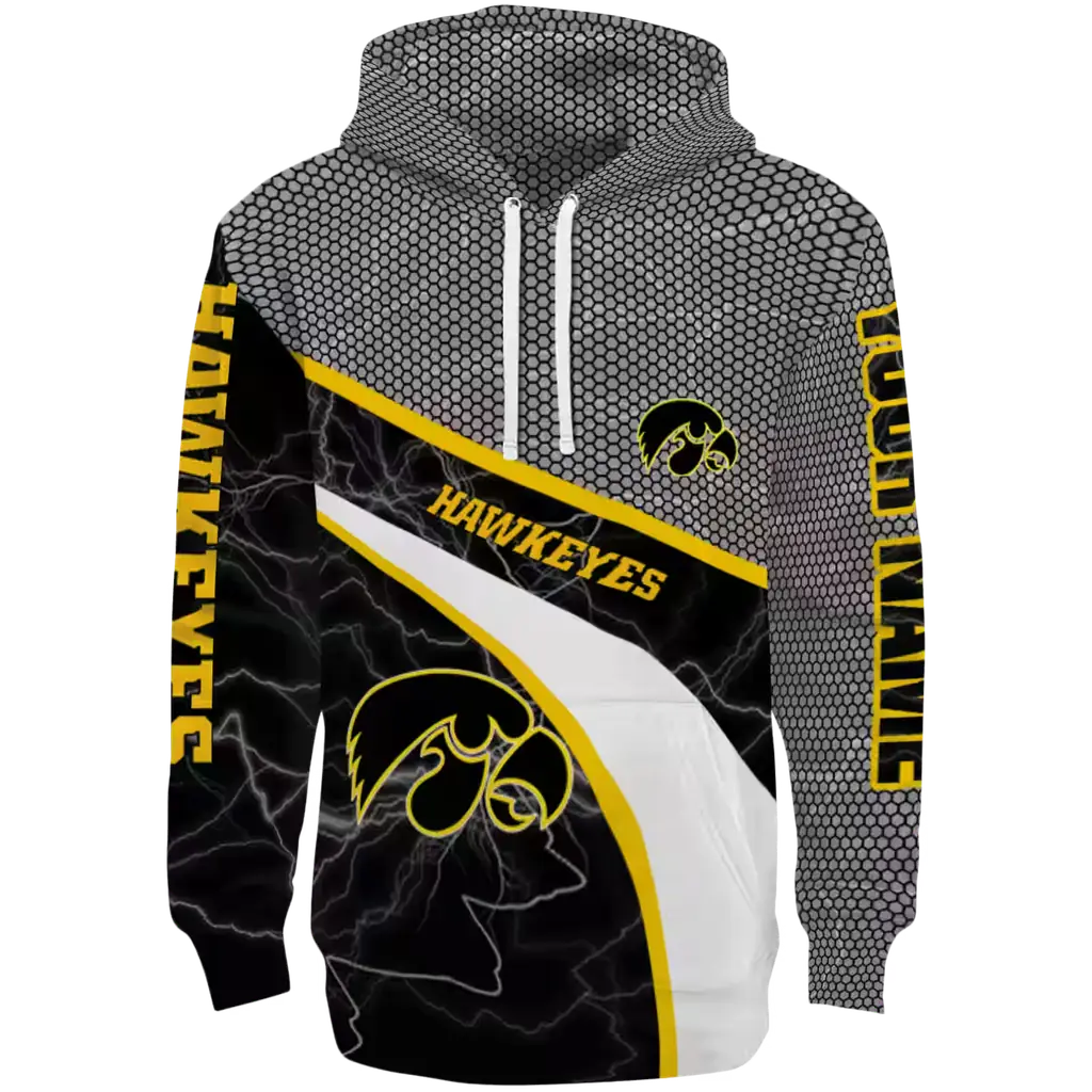 custom iowa hawkeyes hexagonal mesh black gray hoodie best selling custom iowa hawkeyes hexagonal mesh black gray hoodie best selling