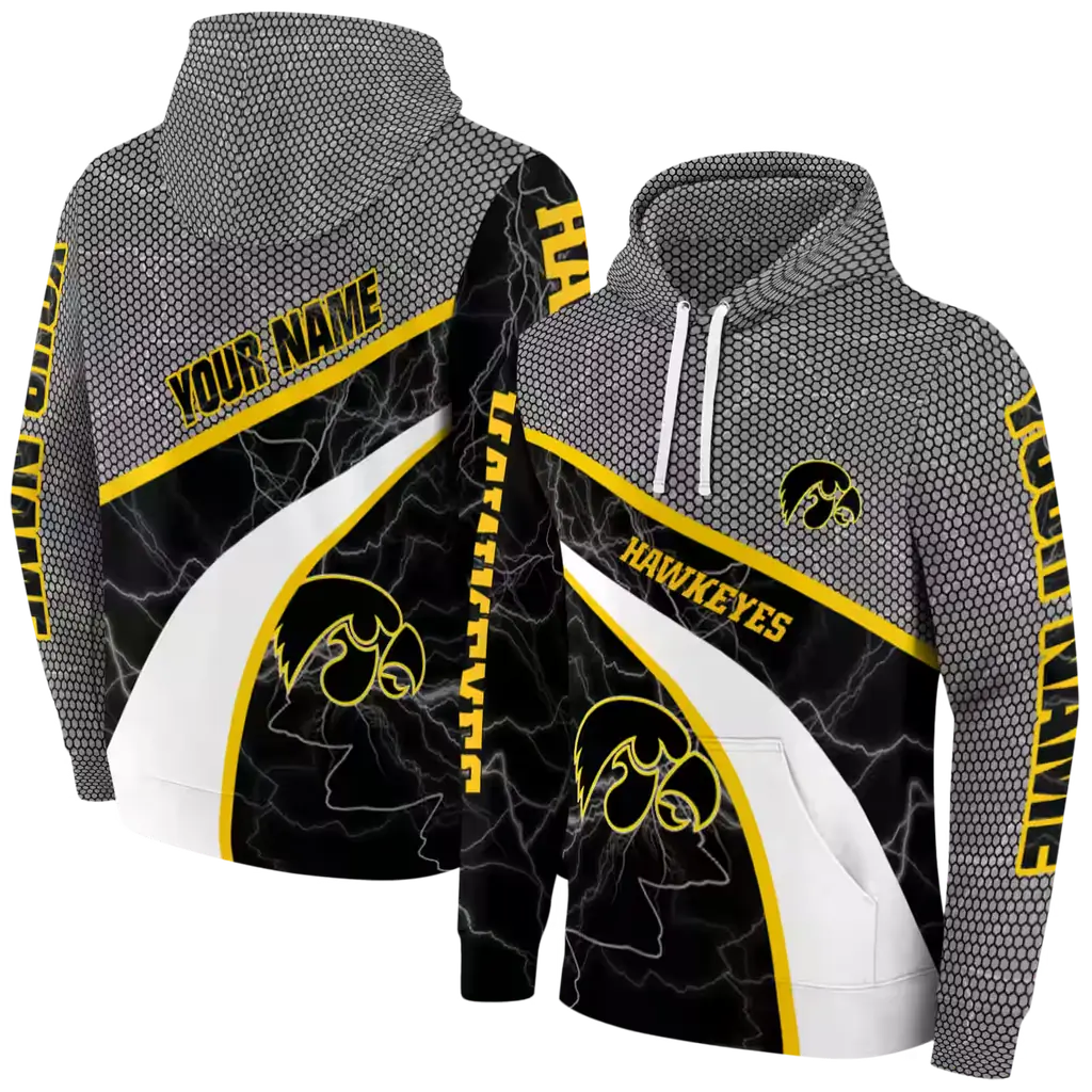 custom iowa hawkeyes hexagonal mesh black gray hoodie fashion forward custom iowa hawkeyes hexagonal mesh black gray hoodie fashion forward
