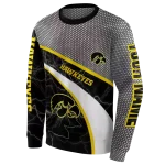 custom iowa hawkeyes hexagonal mesh black gray hoodie best selling
