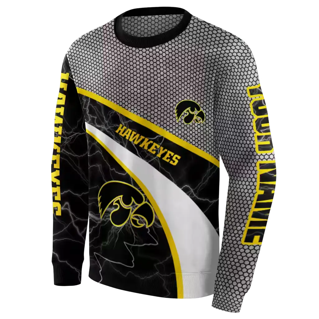 custom iowa hawkeyes hexagonal mesh black gray hoodie new arrival custom iowa hawkeyes hexagonal mesh black gray hoodie new arrival