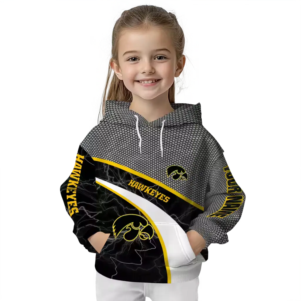 custom iowa hawkeyes hexagonal mesh black gray hoodie top rated custom iowa hawkeyes hexagonal mesh black gray hoodie top rated