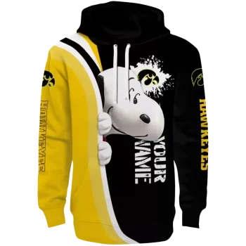 custom iowa hawkeyes peeking snoopy black hoodie best selling