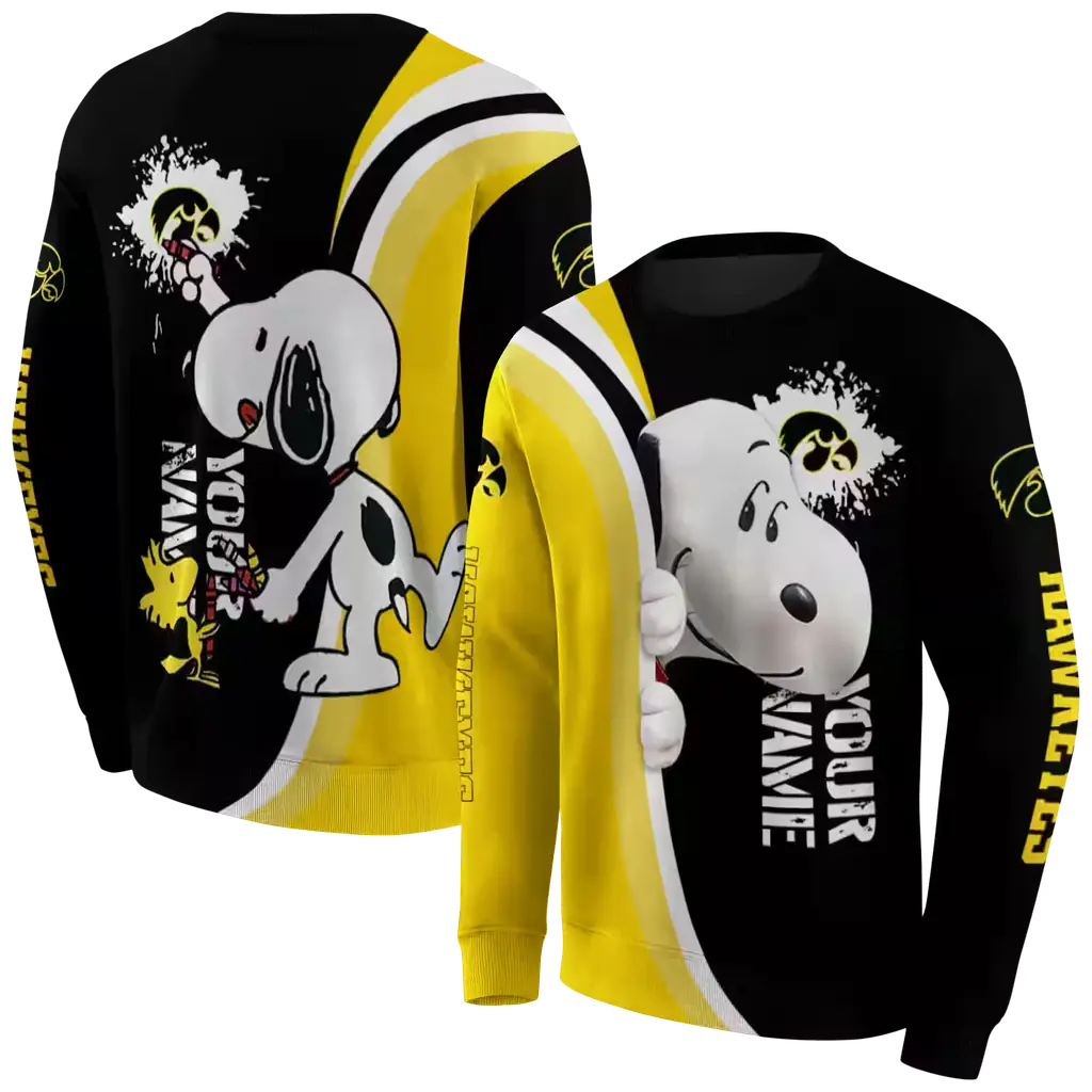 custom iowa hawkeyes peeking snoopy black hoodie premium grade custom iowa hawkeyes peeking snoopy black hoodie premium grade
