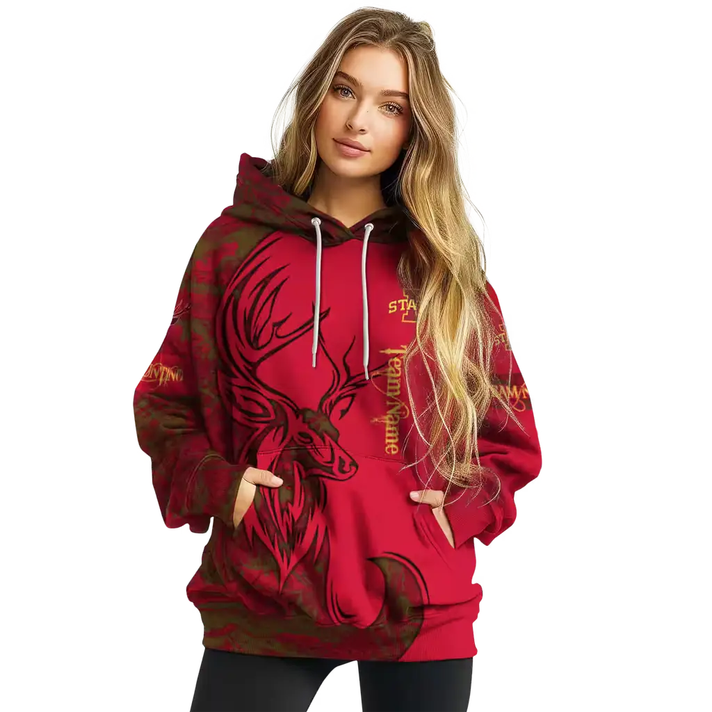 custom iowa state cyclones deer silhouette red hoodie high quality custom iowa state cyclones deer silhouette red hoodie high quality
