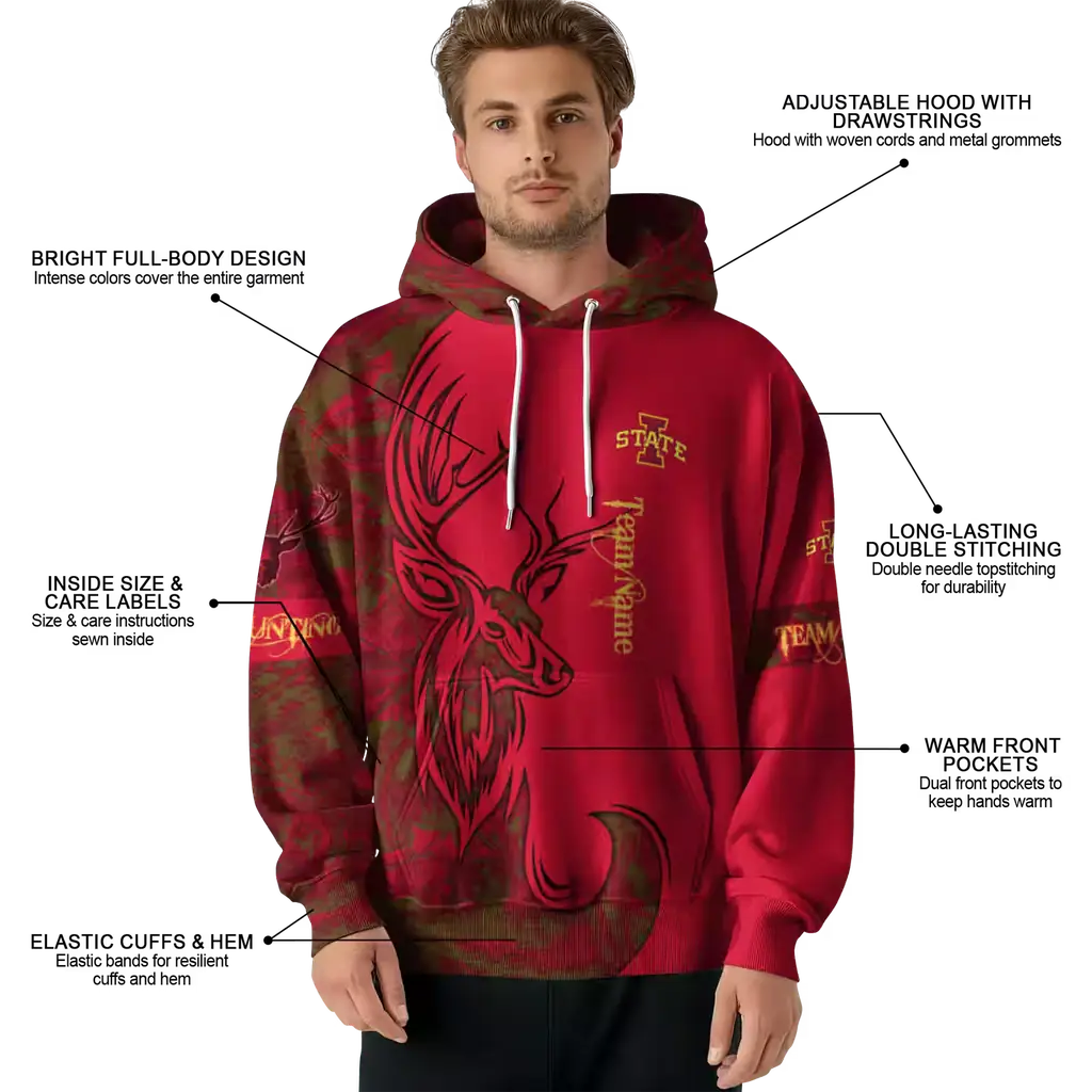 custom iowa state cyclones deer silhouette red hoodie latest model custom iowa state cyclones deer silhouette red hoodie latest model