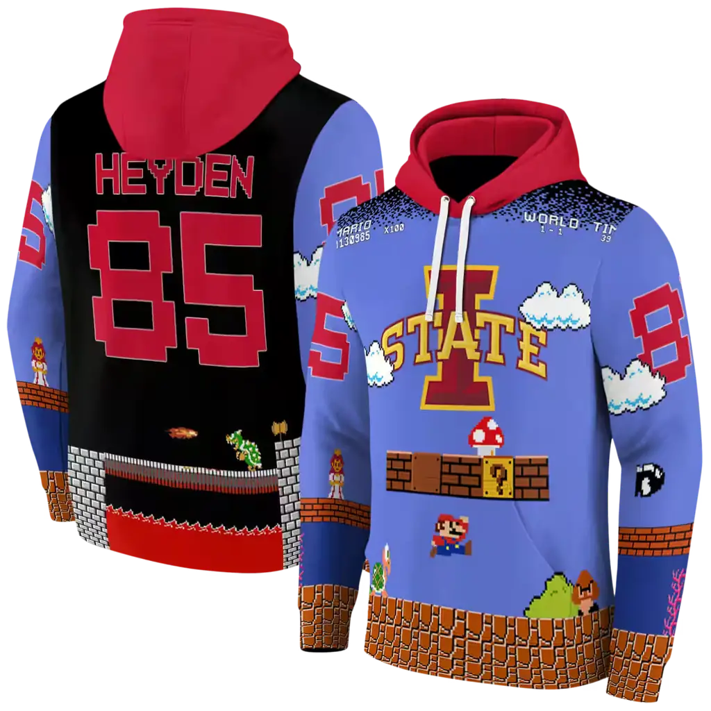 custom iowa state cyclones mario blue black hoodie fashion forward custom iowa state cyclones mario blue black hoodie fashion forward