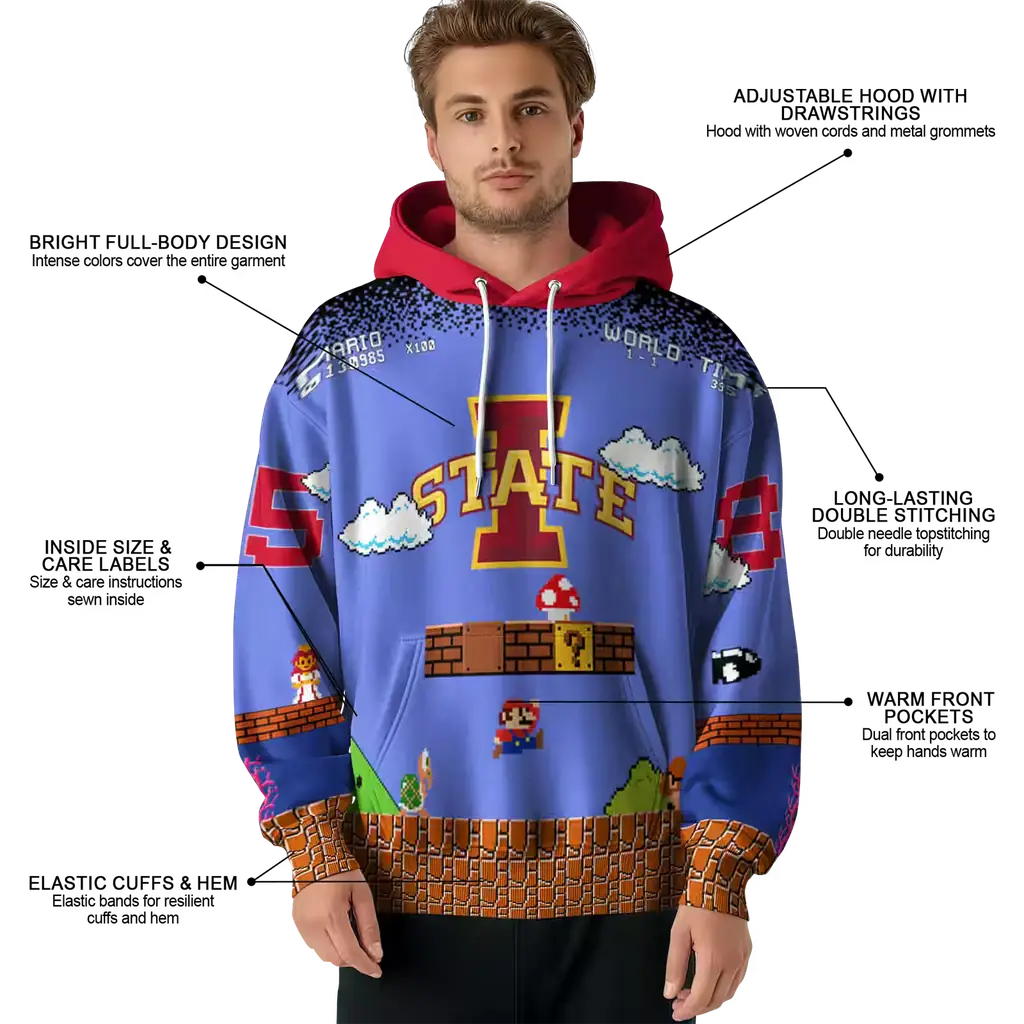 custom iowa state cyclones mario blue black hoodie latest model custom iowa state cyclones mario blue black hoodie latest model