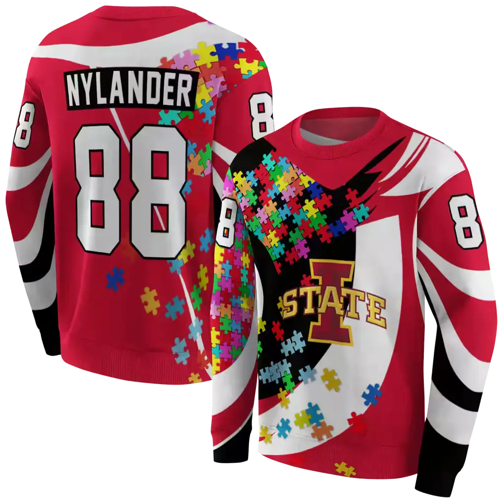 custom iowa state cyclones puzzle pieces red hoodie premium grade custom iowa state cyclones puzzle pieces red hoodie premium grade