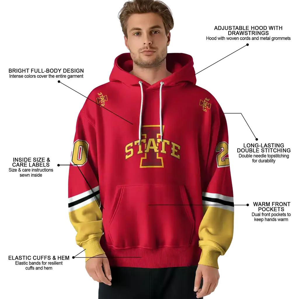 custom iowa state cyclones striped sleeves red hoodie latest model custom iowa state cyclones striped sleeves red hoodie latest model