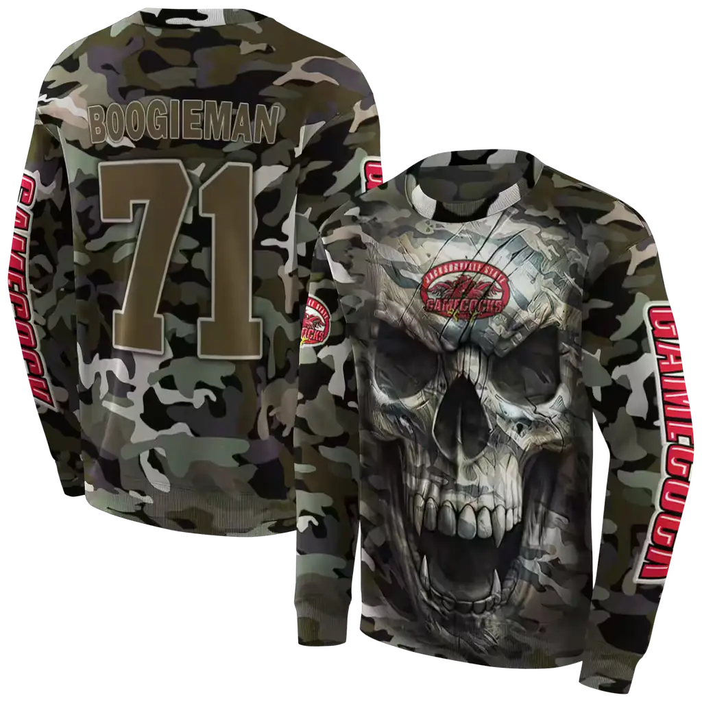 custom jacksonville state gamecocks camo skull hoodie premium grade custom jacksonville state gamecocks camo skull hoodie premium grade