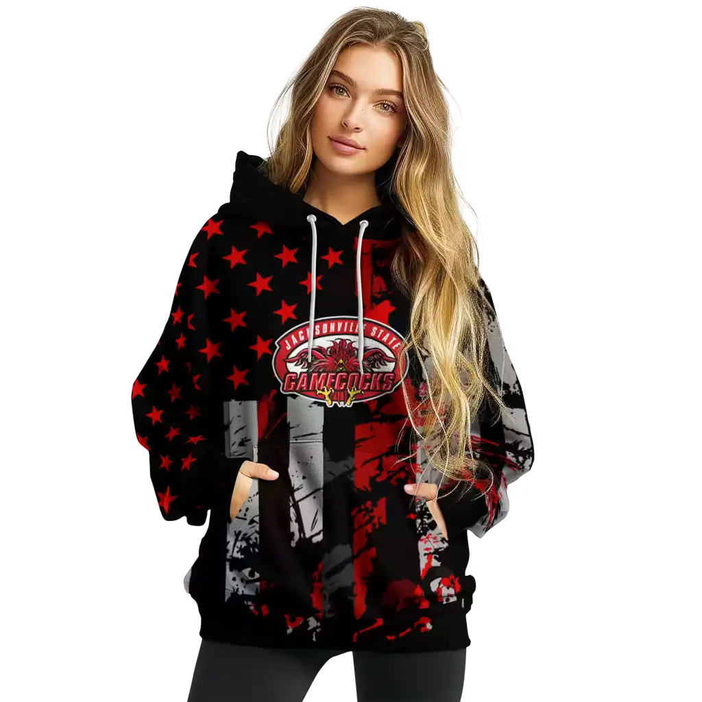 custom jacksonville state gamecocks distressed flag red black hoodie high quality custom jacksonville state gamecocks distressed flag red black hoodie high quality