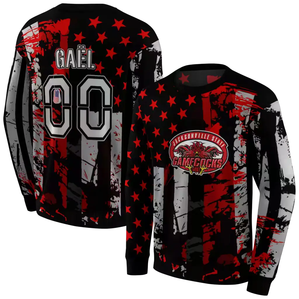 custom jacksonville state gamecocks distressed flag red black hoodie premium grade custom jacksonville state gamecocks distressed flag red black hoodie premium grade