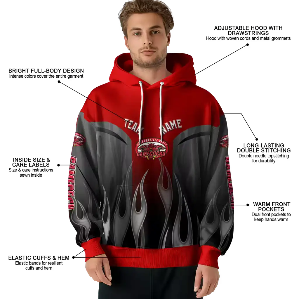 custom jacksonville state gamecocks flame design red hoodie latest model custom jacksonville state gamecocks flame design red hoodie latest model