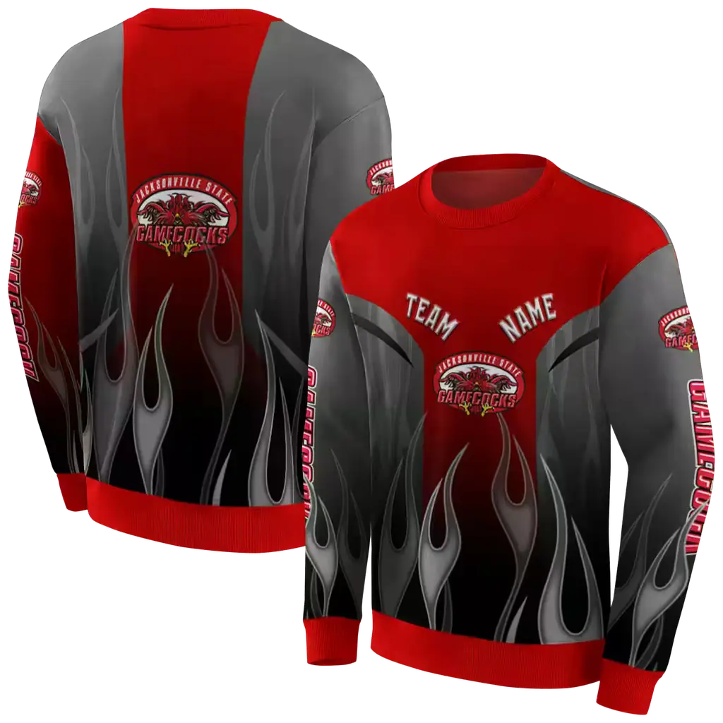 custom jacksonville state gamecocks flame design red hoodie premium grade custom jacksonville state gamecocks flame design red hoodie premium grade