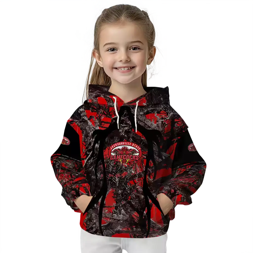 custom jacksonville state gamecocks hunting theme red black hoodie top rated custom jacksonville state gamecocks hunting theme red black hoodie top rated