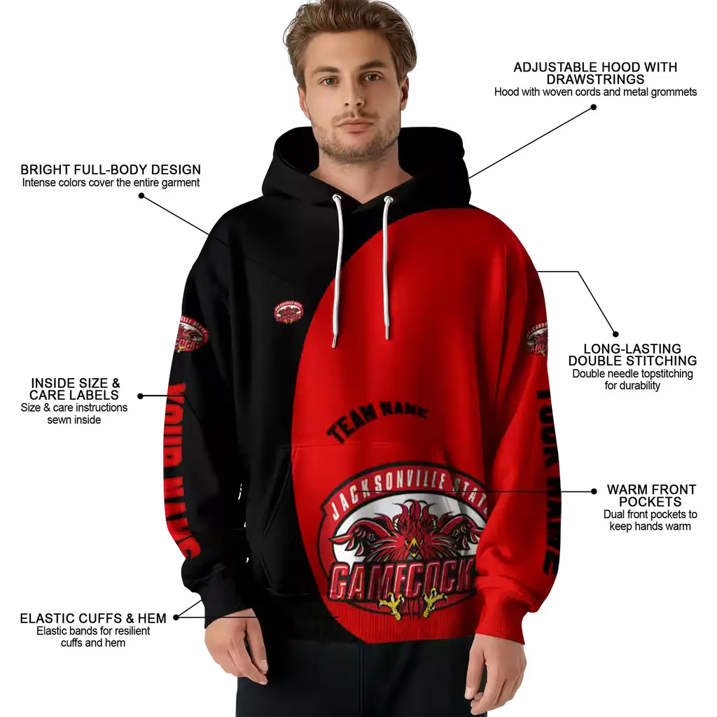 custom jacksonville state gamecocks minimalist design red black hoodie latest model custom jacksonville state gamecocks minimalist design red black hoodie latest model