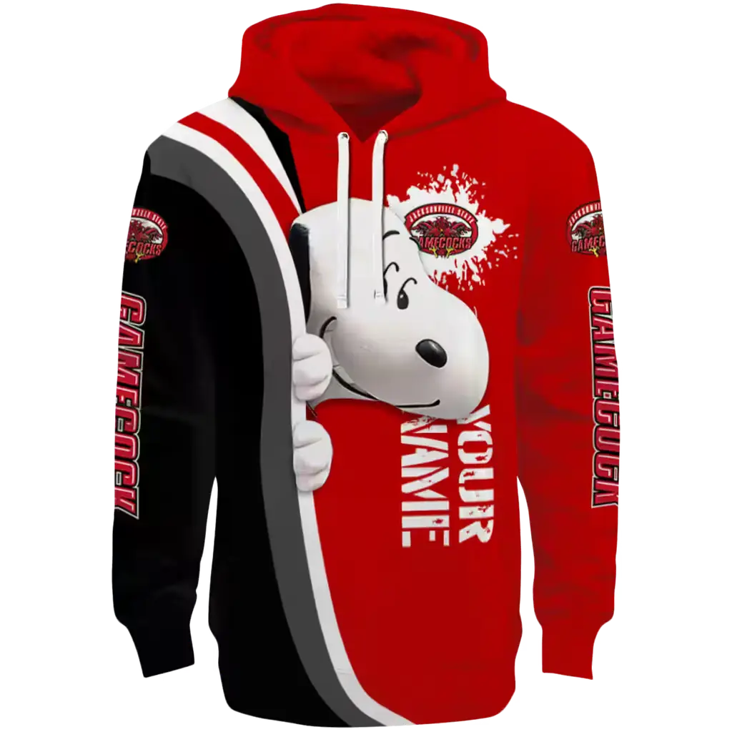 custom jacksonville state gamecocks peeking snoopy red hoodie best selling custom jacksonville state gamecocks peeking snoopy red hoodie best selling
