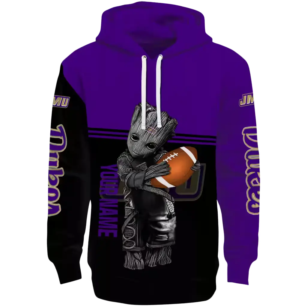 custom james madison dukes baby groot purple black hoodie best selling custom james madison dukes baby groot purple black hoodie best selling