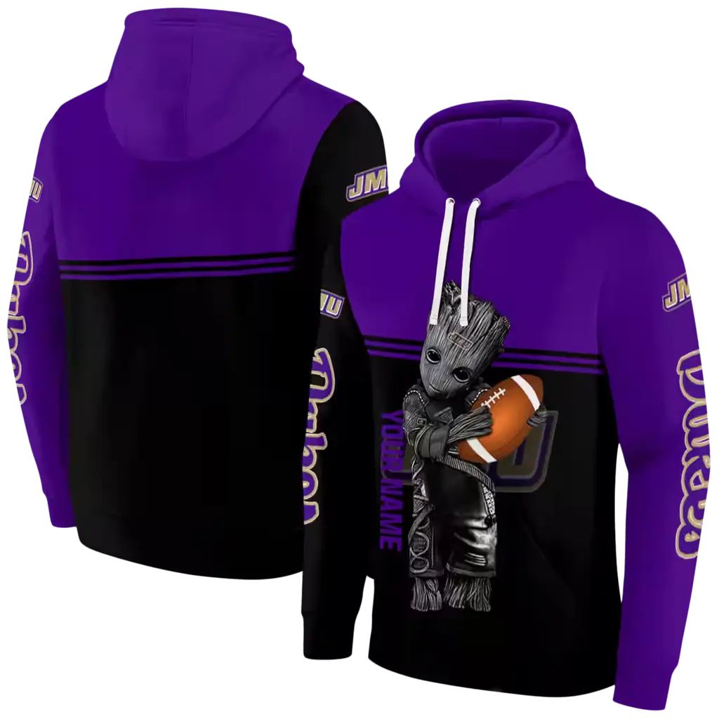 custom james madison dukes baby groot purple black hoodie fashion forward custom james madison dukes baby groot purple black hoodie fashion forward