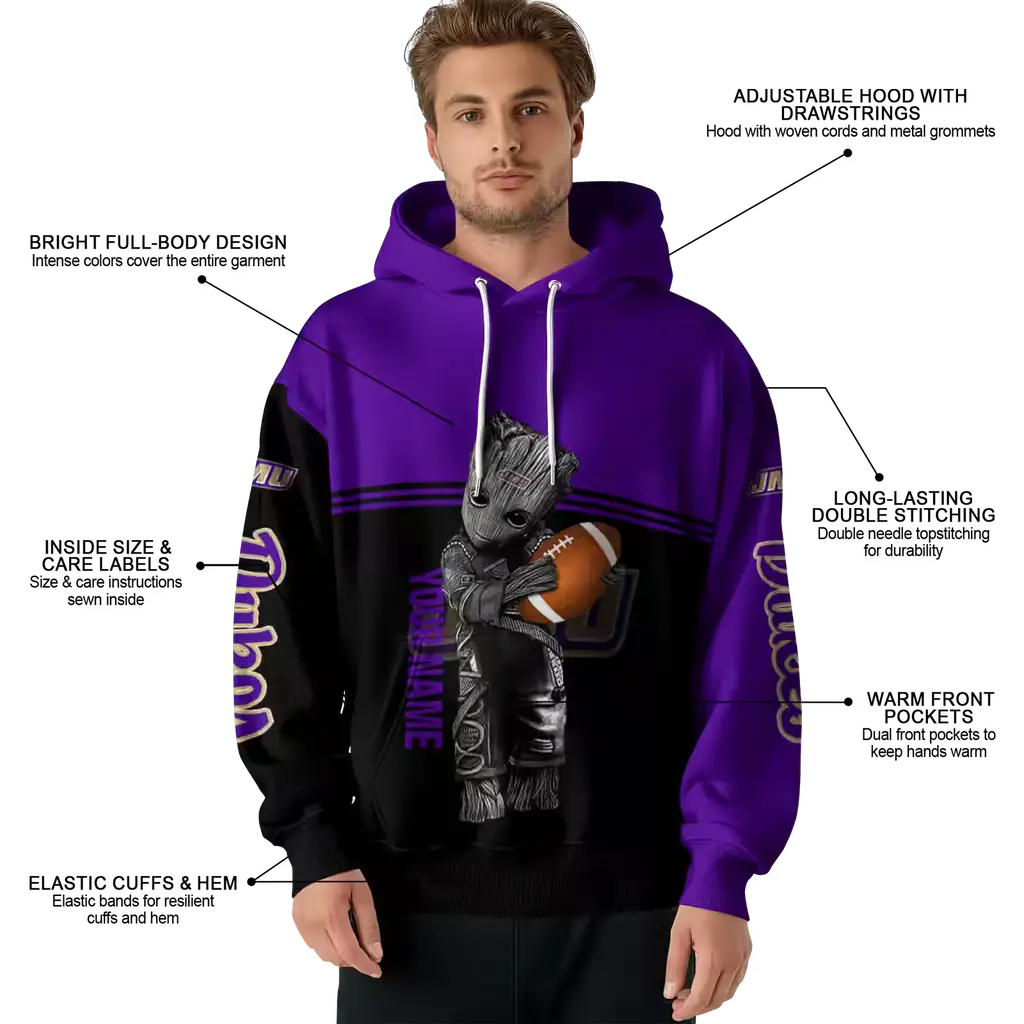 custom james madison dukes baby groot purple black hoodie latest model custom james madison dukes baby groot purple black hoodie latest model