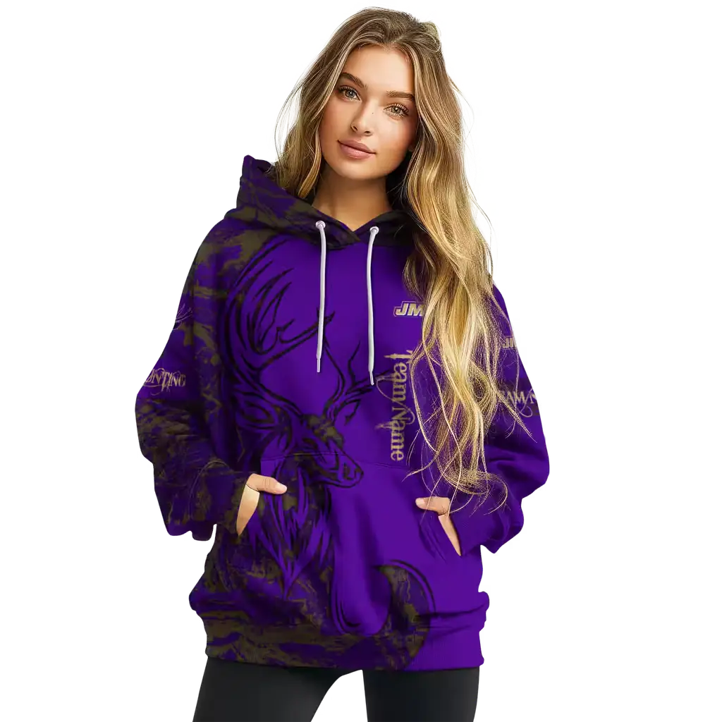 custom james madison dukes deer silhouette purple hoodie high quality custom james madison dukes deer silhouette purple hoodie high quality