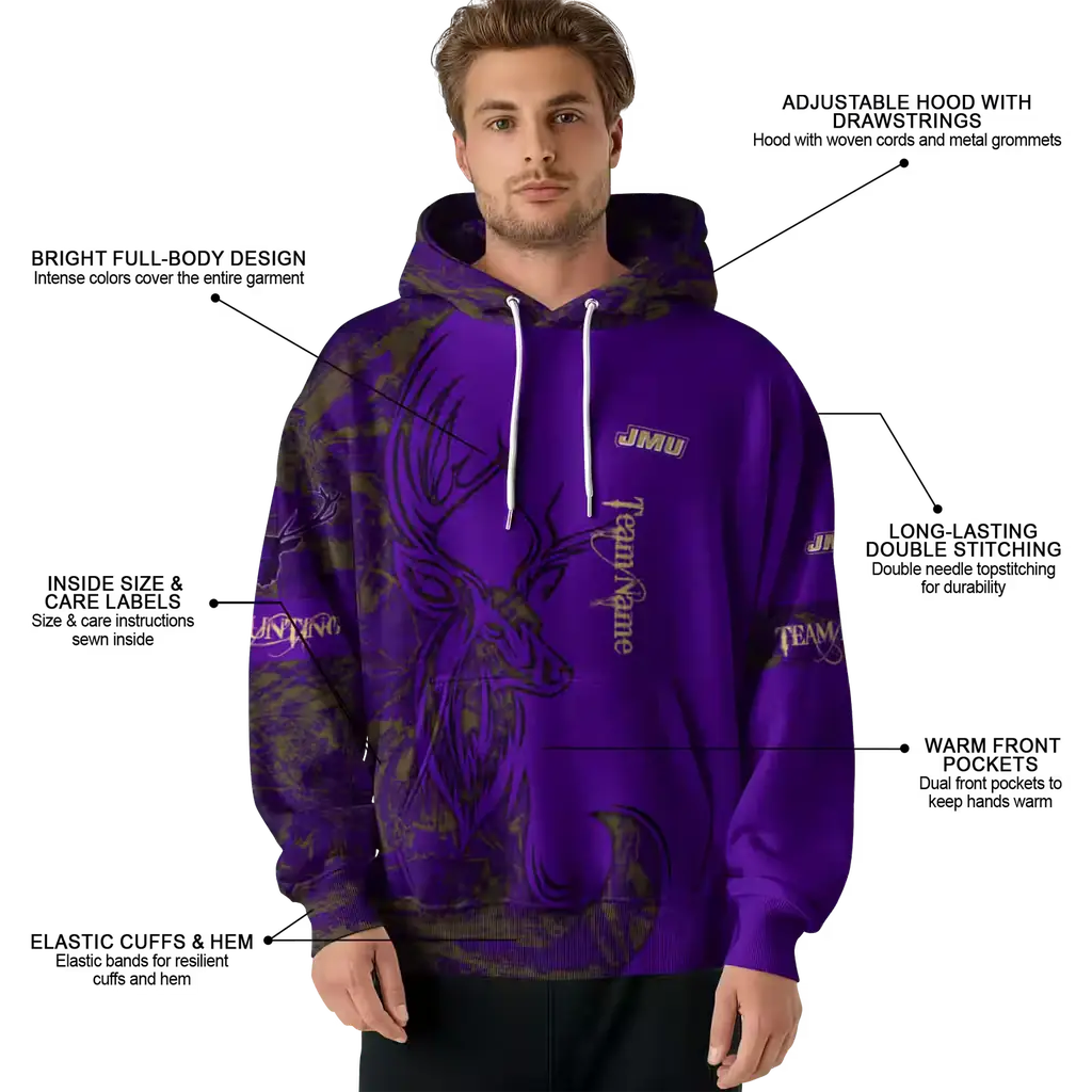 custom james madison dukes deer silhouette purple hoodie latest model custom james madison dukes deer silhouette purple hoodie latest model