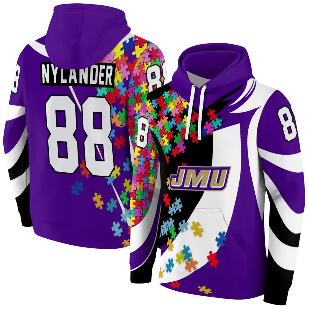 custom james madison dukes puzzle pieces purple hoodie fashion forward custom james madison dukes puzzle pieces purple hoodie fashion forward