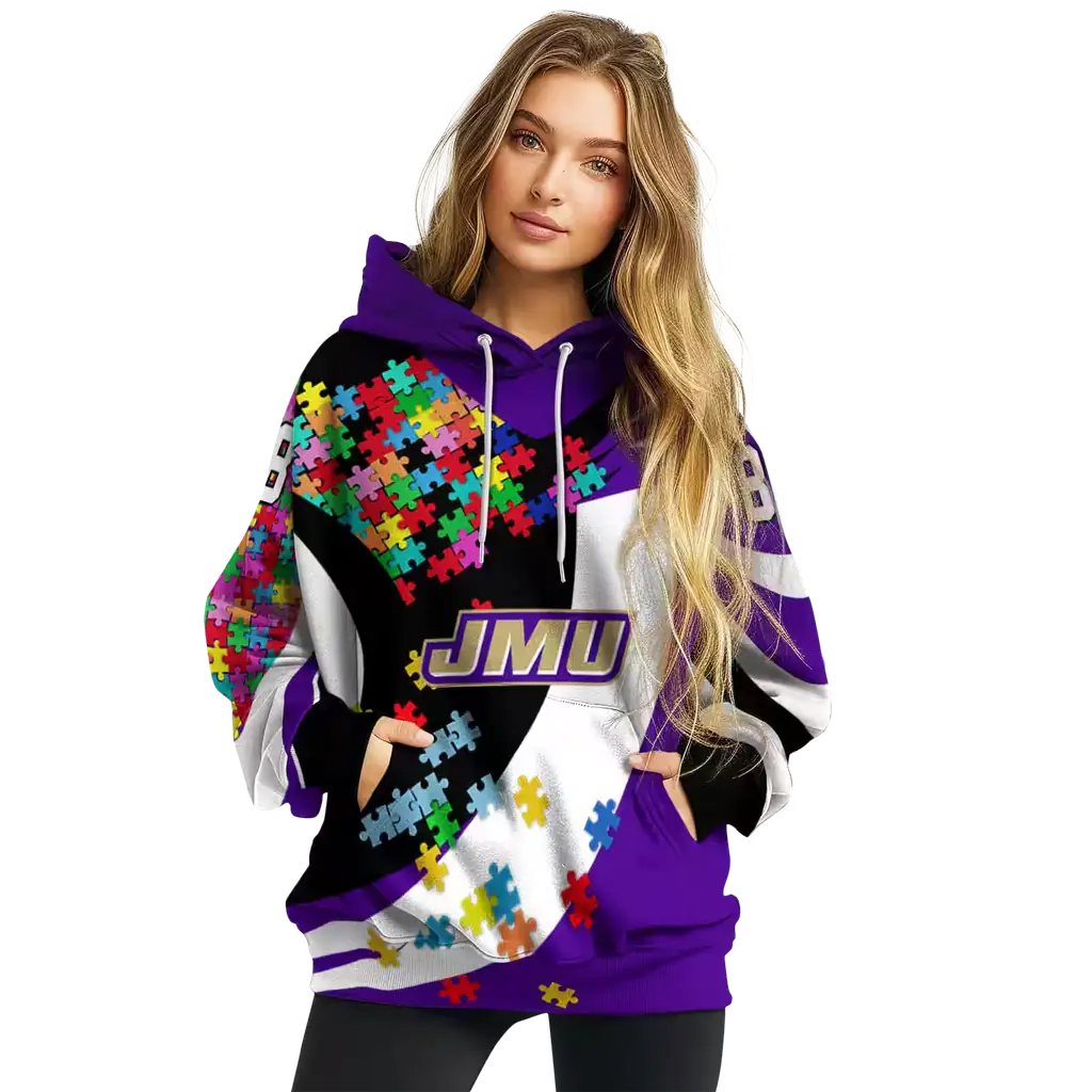custom james madison dukes puzzle pieces purple hoodie high quality custom james madison dukes puzzle pieces purple hoodie high quality