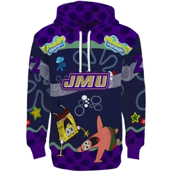 custom james madison dukes spongebob patrick star purple navy hoodie best selling