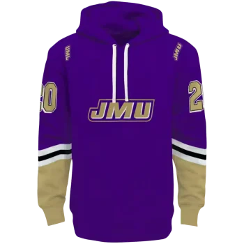 custom james madison dukes striped sleeves purple hoodie best selling