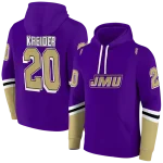 custom james madison dukes striped sleeves purple hoodie best selling