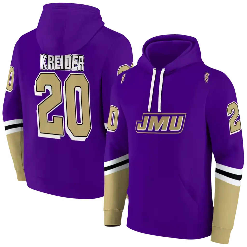 custom james madison dukes striped sleeves purple hoodie fashion forward custom james madison dukes striped sleeves purple hoodie fashion forward