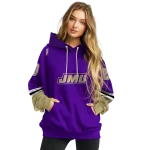 custom james madison dukes striped sleeves purple hoodie best selling