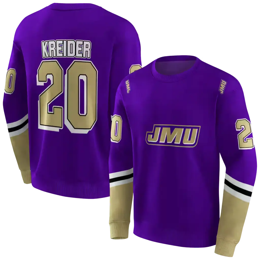 custom james madison dukes striped sleeves purple hoodie premium grade custom james madison dukes striped sleeves purple hoodie premium grade