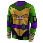custom james madison dukes superhero armor purple green hoodie best selling