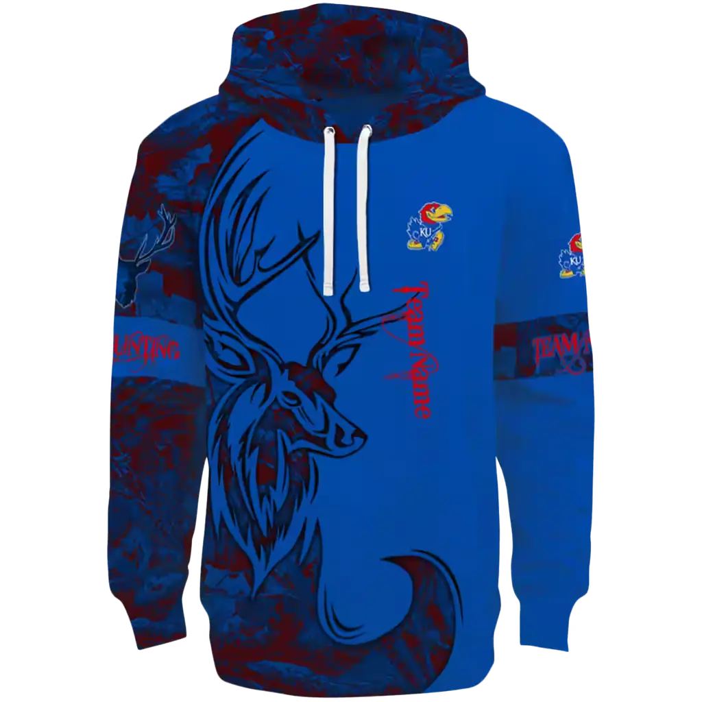 custom kansas jayhawks deer silhouette blue hoodie best selling custom kansas jayhawks deer silhouette blue hoodie best selling
