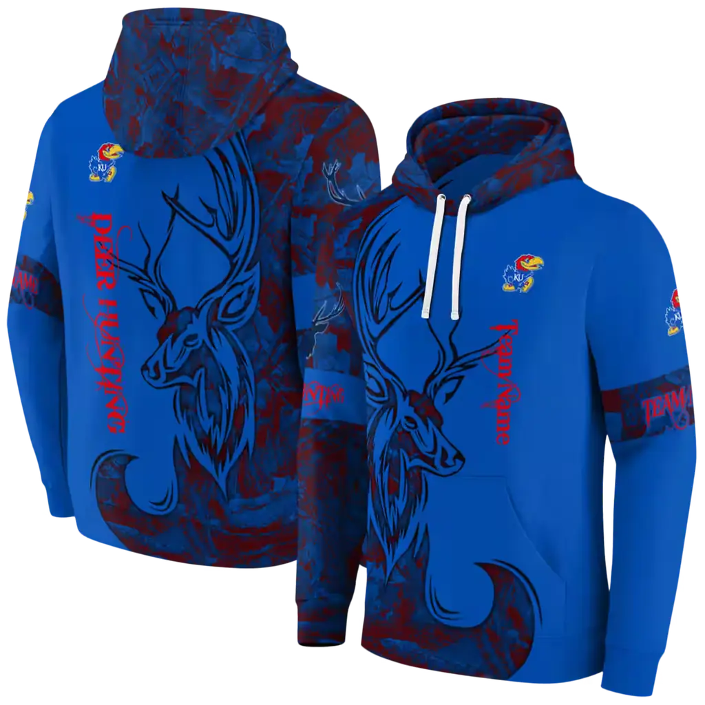 custom kansas jayhawks deer silhouette blue hoodie fashion forward custom kansas jayhawks deer silhouette blue hoodie fashion forward