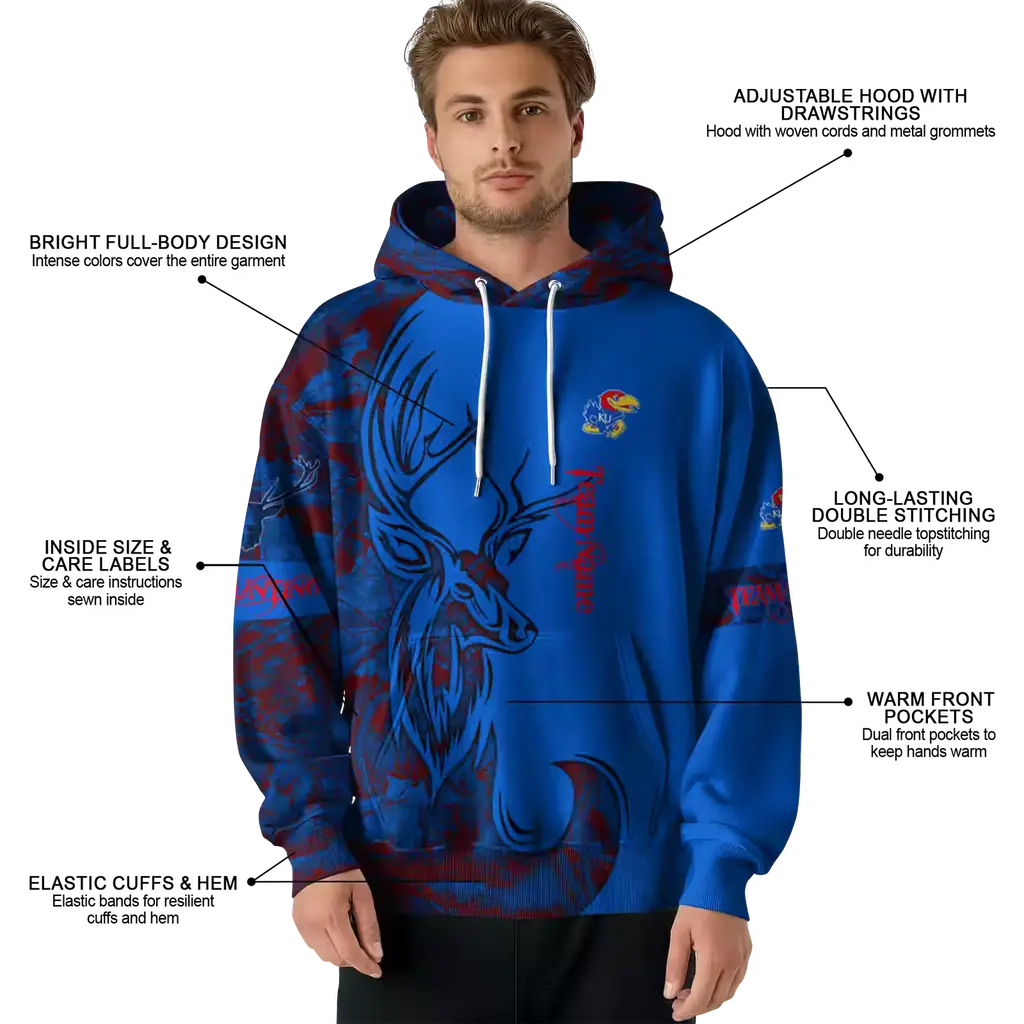 custom kansas jayhawks deer silhouette blue hoodie latest model custom kansas jayhawks deer silhouette blue hoodie latest model