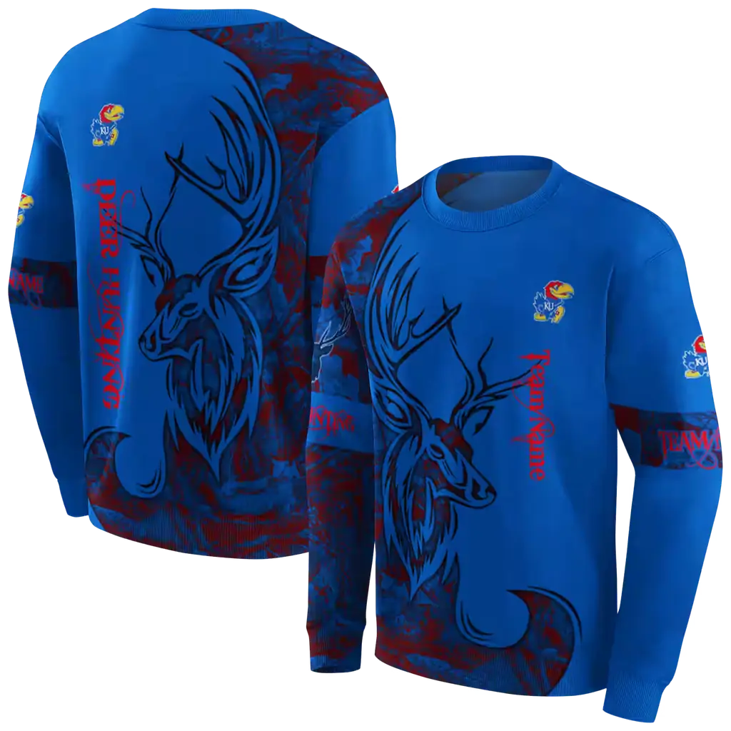 custom kansas jayhawks deer silhouette blue hoodie premium grade custom kansas jayhawks deer silhouette blue hoodie premium grade