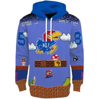 custom kansas jayhawks mario blue black hoodie best selling