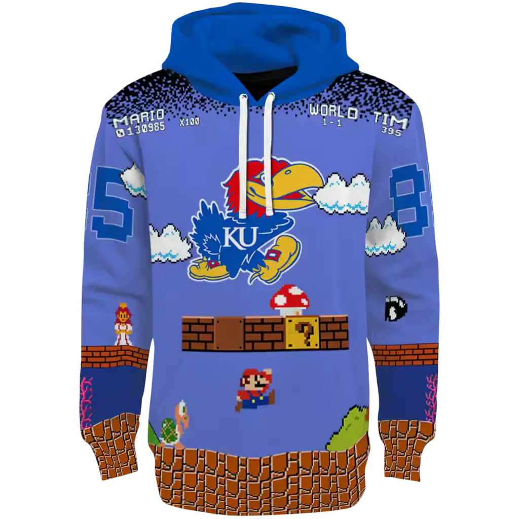 custom kansas jayhawks mario blue black hoodie best selling custom kansas jayhawks mario blue black hoodie best selling