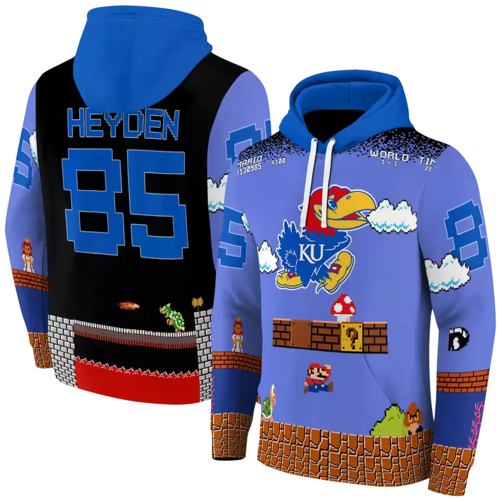custom kansas jayhawks mario blue black hoodie fashion forward custom kansas jayhawks mario blue black hoodie fashion forward