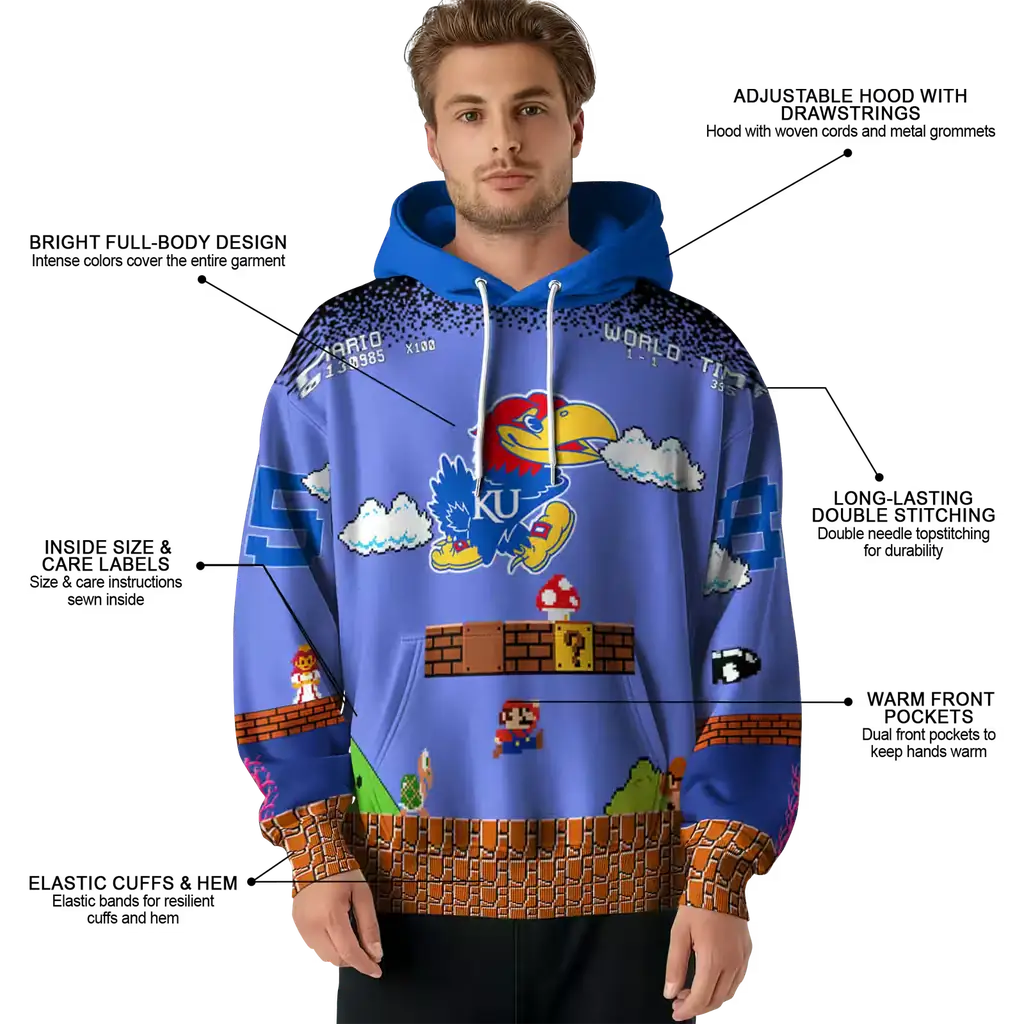 custom kansas jayhawks mario blue black hoodie latest model custom kansas jayhawks mario blue black hoodie latest model