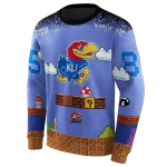 custom kansas jayhawks mario blue black hoodie best selling