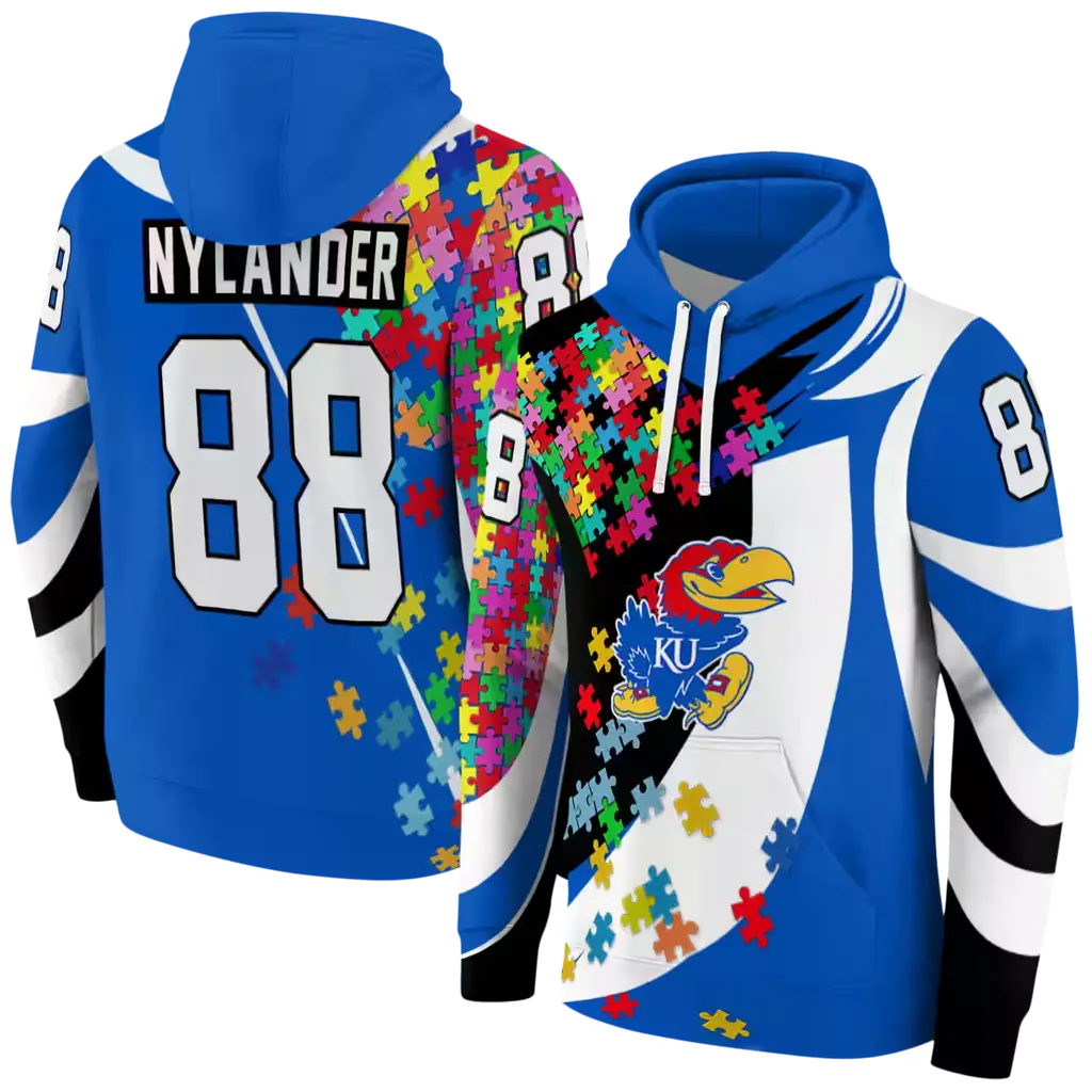 custom kansas jayhawks puzzle pieces blue hoodie fashion forward custom kansas jayhawks puzzle pieces blue hoodie fashion forward