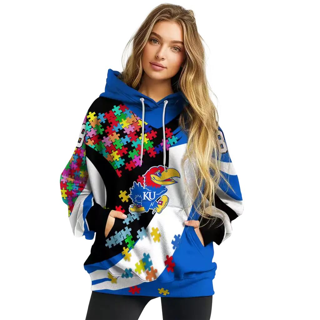 custom kansas jayhawks puzzle pieces blue hoodie high quality custom kansas jayhawks puzzle pieces blue hoodie high quality